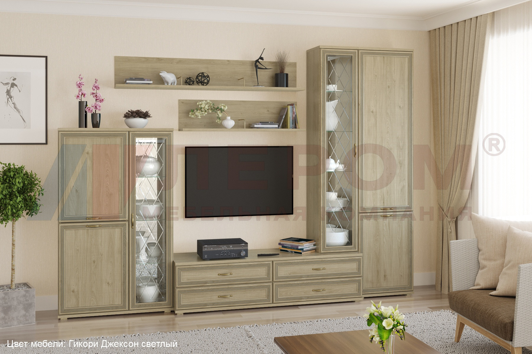 Гостиная-Стенка Карина-12 (В-2224 х Ш-3060 х Г-448 мм)